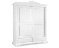 CasaPiù est 2019 Armadio con 2 ante scorrevoli e 2 cassetti, arte povera, in legno massello e mdf con rifinitura in bianco opaco - Mis. 180 x 67 x 226