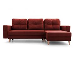 mb-moebel Piccolo divano ad angolo in letto convertibile e reversibile con baule 3/4 posti - in tessuto - Soggiorno & soggiorno - 232x137x84 cm - Carl - Bordeau, Burgundy
