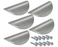 AERZETIX: Set maniglie per cassetti, armadio, porta armadio, amdour argento opaco in metallo (5, 32 mm)