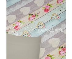 R.P. Tappeto Passatoia Cucina Bagno Lavanderia Camera Multiuso in PVC con Fondo Antiscivolo - Shabby Love Cuori - cm 52x400