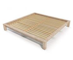 ABC MEUBLES - Letto Matrimoniale King Size 200x200 cm Legno - KING200 - Legno Grezzo, 200x200