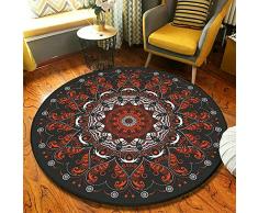 DRSFF Tappeti Rotondi Rossi Rossi retrò 80 cm 100 cm 120cm 140 cm 160 cm 180 cm 200cm Moquette Circolare per Soggiorno Camera da Letto Comodino tappeti da Comodino tappetini (Size : Diametro 80cm)