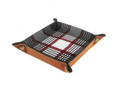 Plaid Scozzese Valet Vassoio in Pelle Vassoio Gioielli Dadi Box Comodino Vassoio Pu Cuoio Vassoio Comodino Comodino Caddy Dadi Holder 20.5x20.5cm