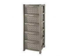 Cassettiera in plastica Effetto Vimini Tontarelli Arianna 5 cassetti Colore Talpa