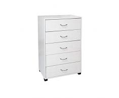 iperbriko Cassettiera Como con 5 cassetti Bianco cm 68 x 40 x 101 h