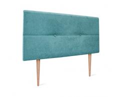 Testiera in ecopelle o tessuto AQUALINE Pro Testiera tappezzata letto di lusso (tessuto turchese, 90 x 105 cm con gambe (letti da 70/80/90)