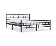 UnfadeMemory Giroletto Letto in Metallo Nero in Acciaio 180x200 cm