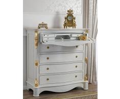SIMONE GUARRACINO LUXURY DESIGN Como Cannocchiale Stile Barocco Veneziano cassettone secretaire Avorio e Foglia Oro Marmo Crema