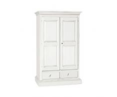 InHouse srls Armadio a Cappello Dritto, Arte povera, in Legno massello e MDF con rifinitura in Bianco Opaco - Mis. 125 x 61 x 200