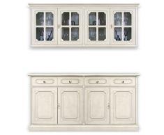 Credenza 4 ante con pensile vetrinetta
