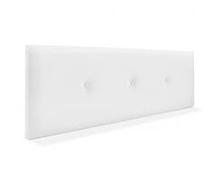 DHOME Testata in Similpelle o Tessuto Acualine Liscio con Bottoni Rivestiti in ALTA GAMMA Testata Letto di Lusso Imbottita Moderna (Similpelle Bianco, 160x50cm (Letto 150/160))