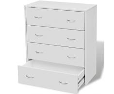 vidaXL Credenza a 4 Cassetti Bianca Mobiletto di Arredo Armadietto Cassettiera