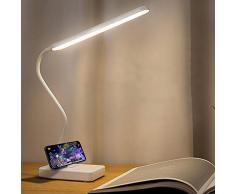 Lampada da lettura Batteria Ricaricabile 2000mAh, LED lampada da scrivania Senza Fili,Touch Control 3 Colori , 6 Luminosità Regolabili, lampada da tavolo per Libri di Studio