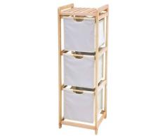 King Home C1513005 Cassettiera 3 Cassetti in Legno e Stoffa Ecru, 34X33X110H