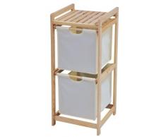 King Home C1513004 Cassettiera 2 Cassetti in Legno e Stoffa Ecru, 34X33X78H