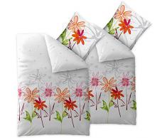 CelinaTex Enjoy Biancheria da Letto 155 x 220 cm 4 Pezzi Copripiumino in Cotone Seersucker Ayana Fiori Bianco Rosso Verde