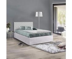 Talamo Italia, Set testata in ecopelle con rete ortopedica e mantovana, Made in Italy, adatta a letto dUna piazza e mezza, per materasso da cm 120x190, Bianco