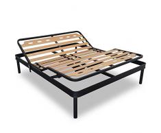 EVERGREENWEB - Rete Singola ELETTRICA 80x195 a Doghe in Legno Taglie Forti XXL Alzata MOTORIZZATA Rinforzata con Doppia Struttura in Ferro + 4 Gambe Smontabili, Base da Incasso per Letti e Materassi
