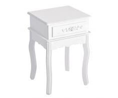 HOMCOM Comodino Moderno con Cassetto Mobiletto Multiuso in Legno Bianco, 40 x 35 x 60cm
