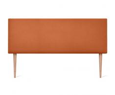 DHOME Testiera in similpelle o tessuto AQUALINE liscia con gambe Testiera imbottita Testiera letto di lusso (160x105cm con Gambe (Letto 70/80/90), Tessuto Arancione)
