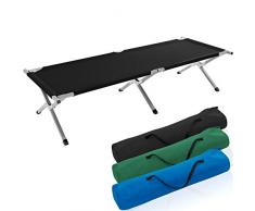 TRESKO XXL Brandina da Campeggio | Letto da Camping | Letto per Ospiti | 210 x 72 x 45 | Pieghevole | Tubo di Metallo | capacità Fino a 150 kg (Nero)