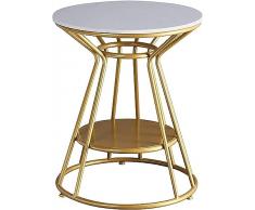MYRRHE Tavolino da caffè Tavolino laterale Tavolino angolare da comodino a due strati in metallo nordico, tavolino da caffè da appoggio in marmo, con piedino antiscivolo (Color : B)