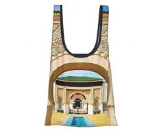 GIERTER Architettura tradizionale marocchina in stile islamico orientale con intaglio e foto letto arte blu avorio giallo riutilizzabile pieghevole ecologico borse della spesa