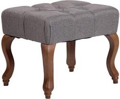 Sgabello Capitonné Brest in Tessuto E Legno di caucciù I Panchetta Fondo Letto Chesterfield Vintage, Colore:Grigio, Colore della Cornice:Antico Chiaro
