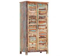 FAMIROSA Armadio Guardaroba 90x50x180 cm in Legno Massello di Recupero
