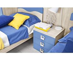 Dafne Italian Design Cameretta Completa a Ponte - Effetto Olmo, Avio (Doppio Letto Singolo e Armadio) (cm. 350 x 58 x 259h)