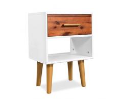 vidaXL Comodino in Legno Massello di Acacia Armadietto Tavolino Mobiletto Comò