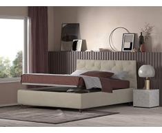 Talamo Letto Contenitore Matrimoniale Beethoven panna Ecopelle Made In Italy 184 x 104 x 225, Doppio