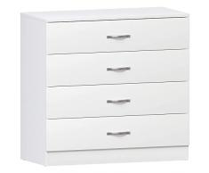 Vida Designs , bianco cassettiera, 4 cassetti, maniglie in metallo