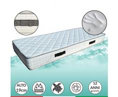 Materasso OCEAN H19 cm interno onda 7 zone, 3 cm Memory, ECO FRIENDLY, tessuto riciclato certificato, singolo 110x190