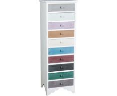 Cassettiera Vintage multicolor in legno di paulonia L43xPR36xH127 cm