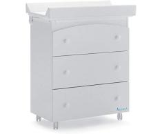 Bagnetto Fasciatoio Cassettiera Azzurra Design Tre bianco con cassetti