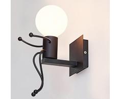KAWELL Creativo Vintage Lampada da Parete Industriale Retro Applique da Parete Lampada a Muro Supporto in Ferro Art Deco E27 Base per Bar, Camera da Letto, Cucina, Ristorante, caffè, Corridoio, Nero