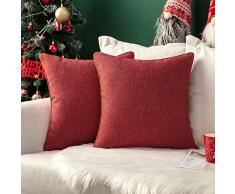 MIULEE 2 Pezzi Copricuscini in Cotone Lino Lavabile Resistente Comodo Quadrato per Cameretta Cafeteria Camera da Letto Decorativo 45X45 CM Rosso Arancione