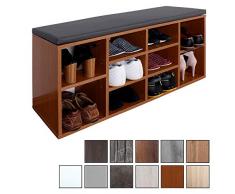 RICOO Scarpiera da Ingresso WM033-ER-A Armadietto Armadio con Scaffale e scompartimenti Panca Sedile Comodo Scarpe ripiano Cuscino cassapanca Organizer portascarpe salvaspazio in Legno Rovere Rustico