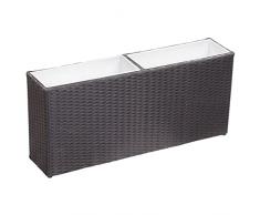 Chusui Letto Rialzato da Giardino 2 Vasi 90x20x40 cm Polyrattan Nero,Letto Rialzato da Giardino,Letto Rialzato,Fioriere da Esterno