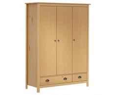 Lechnical Armadio Cabina Armadio Armadi Armadio Camera da Letto Guardaroba Camera da Letto Mobile da Letto Armadio a 3 Ante Hill Range 127x50x170cm Legno Massello di Pino