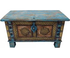 Guru-Shop Cassapanca, Scatola di Legno con Accessori in Metallo, Verde Antico, Legnodimango, 46x80x40 cm, Cassapanche, Scatole, Casse