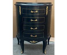 Casa Padrino cassettone Barocco con 4 cassetti Nero/Oro - Cassettone in Legno massello Fatta a Mano in Stile Barocco - Mobili barocchi Fatti a Mano - Nobile e Magnifico