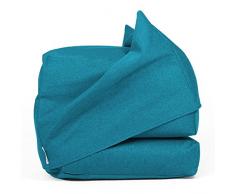 Arketicom FU-TOUF Pouf Puff Morbido Che Diventa Letto o Poltrona Pieghevole Poggiapiedi per Ospiti Puff Camera o Futon Richiudibile Salvaspazio (Turchese) 60x60x45 /190x60x15