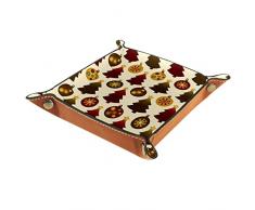 Natale (706) Valet Vassoio in Pelle Vassoio Gioielli Dadi Box Comodino Vassoio Pu Cuoio Vassoio Comodino Comodino Caddy Dadi Holder 20.5x20.5cm