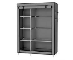 UDEAR Armadio di Tela Portatile Cabina Guardaroba di Vestiti Stoccaggio in Acciaio Tessuto Grigio