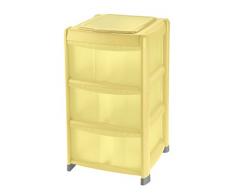 Tontarelli Bambù Plus Cassettiera con 3 Cassetti Alti, Plastica, Vaniglia, 39.5x38.5x66.5 cm