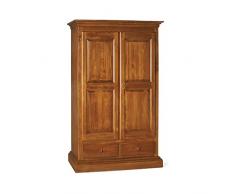 InHouse srls Armadio a 2 Ante Cappello Dritto, Arte povera, in Legno massello e MDF con rifinitura in Noce Lucido - Mis. 125 x 61 x 200