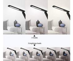 WILIT U13 Lampada da Scrivania LED 9W, 5 Livelli Dimmerabili 3 Modalità Controllo Tattile, Lampade per Ufficio Sveglia, Lampada da Tavolo con Porta di Ricarica USB per iPhone, iPad, Samsung, Nero