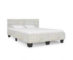 Festnight Struttura Letto Madrimoniale in Rattan Naturale,Giroletto Matrimoniale in Rattan,Telaio Letto Matrimoniale,Letto Madrimoniale in Rattan e Legno,Letto in Rattan 140x200/160x200/180x200 cm